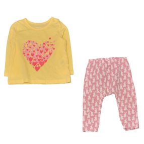    Next/in extenso -  sárga, rózsaszín, nyuszis  ruha szett (74)