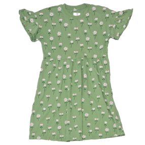 Zöld, virágmintás ruha (134-140)