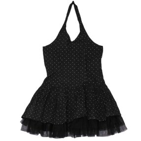 Fekete, pöttyös alkalmi ruha (146)