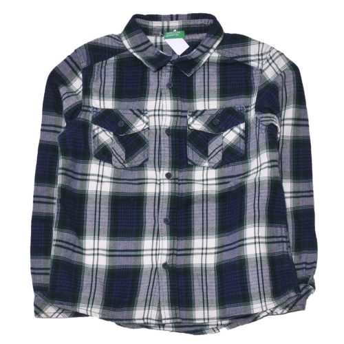 Benetton - Kék-Fehér kockás hosszú ujjú flanel ing (122-128)