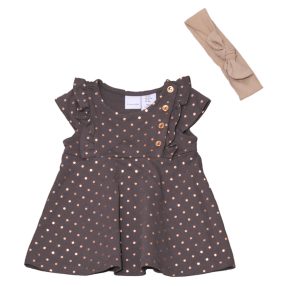  Szürke, rozégold pöttyös ruhaszett (86)