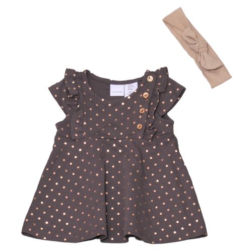  Szürke, rozégold pöttyös ruhaszett (86)