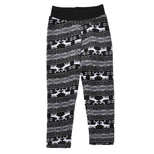  Fekete, karácsonyi mintás bélelt leggings ( 104-110)