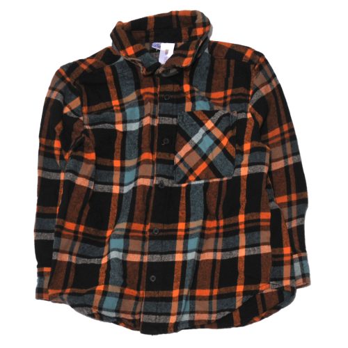 Narancssárga-kék kockás  flanel ing ( 122-128)