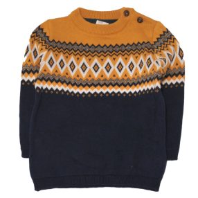 H&M - kék, sárga mintás pulóver (80)