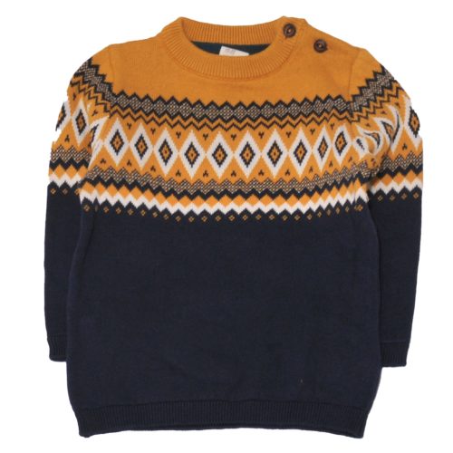 H&M - kék, sárga mintás pulóver (80)