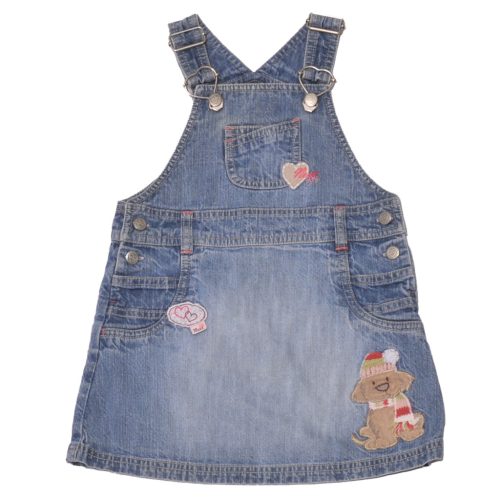  next -  kék, kutyusos  kantáros farmerruha ( 86-92)