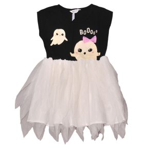   H&M -  Fekete, Fehér, Halloween mintás  alkalmi ruha ( 134-140)