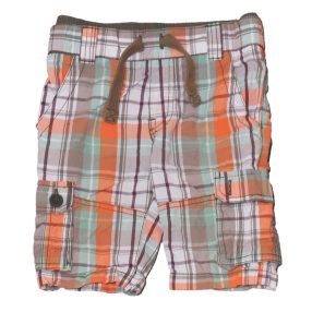 Narancssárga-zöld-Fehér kockás  rövidnadrág ( 98-104)