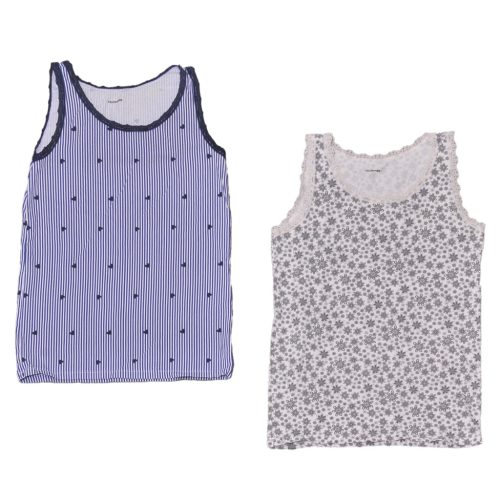  Tezenis -  kék csíkos / Szürke virágmintás  trikó szett (134-140*)