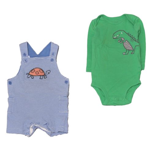 Kék csíkos, zöld ruhaszett (68)