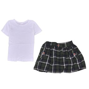 Fehér, kék kockás ruhaszett (110-116)