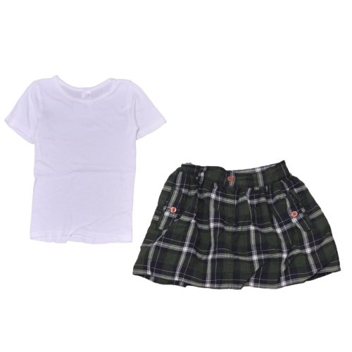 Fehér, kék kockás ruhaszett (110-116)