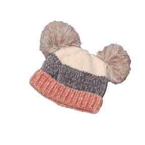 Krém-Drapp-Rózsaszín télisapka (56-62)