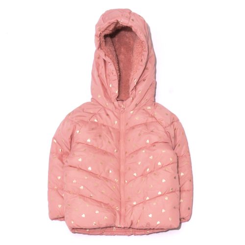Rózsaszín, szivecskés télikabát (86-92)