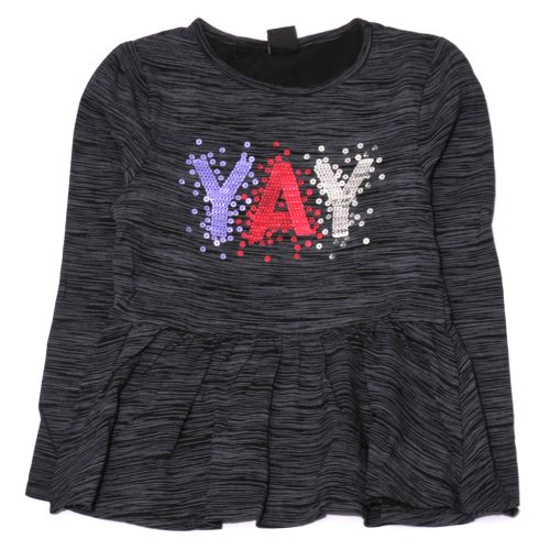 Szürke-fekete csíkos hosszú ujjú felső (134-140)