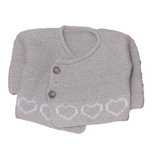 Szürke, szivecskés kardigán (50-56*)