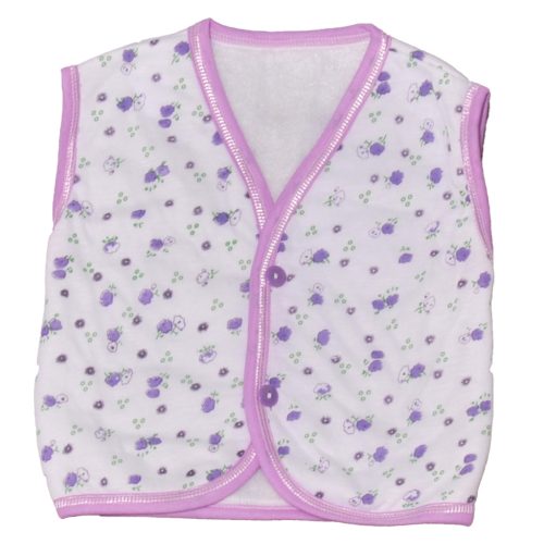 Fehér, lila mintás mellény (62-68*)