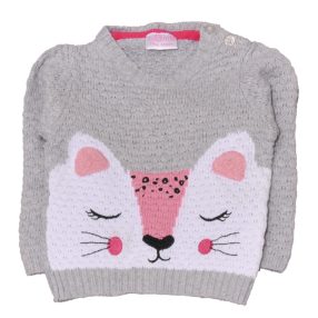 Szürke, cicás pulóver (74)