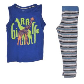 Kék, csíkos ruha szett ( 98-104)