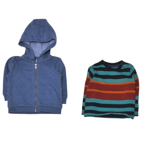 Kék, csíkos ruha szett (62-68)