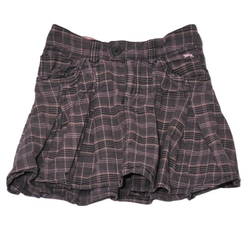 H&M - szürke, rózsaszín kockás szövetszoknya (134)