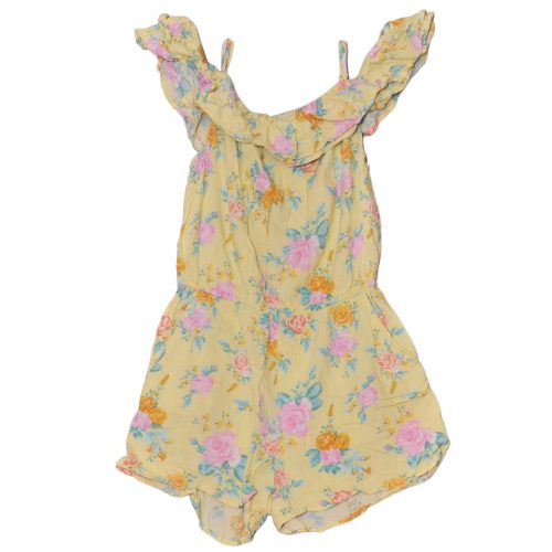 H&M - Sárga, virágmintás pántos, rövid szárú overál (152)