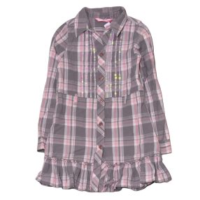   Matalan - Szürke-rózsaszín kockás hosszú ujjú ruha (128-134)