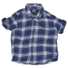 Next - Kék kockás lenvászon ing (80-86)