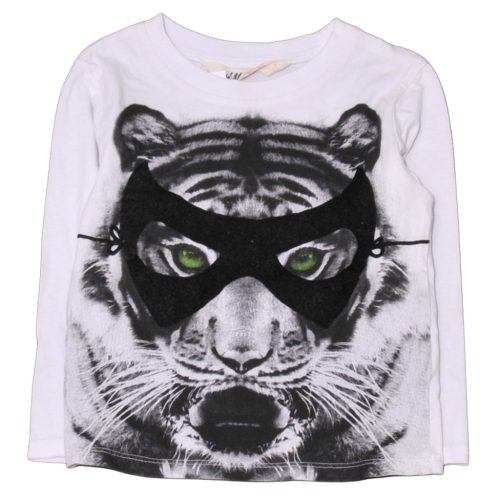 H&M - Fehér, tigrises hosszú ujjú póló (92)