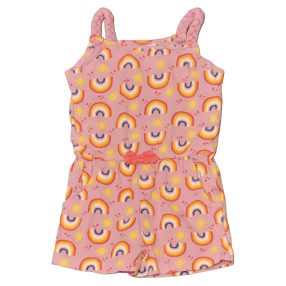 Rózsaszín, szivárványos jumpsuit (98-104)