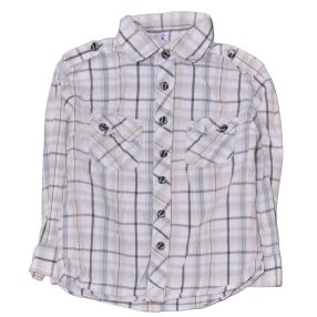 Fehér-szürke csíkos hosszú ujjú ing (110)