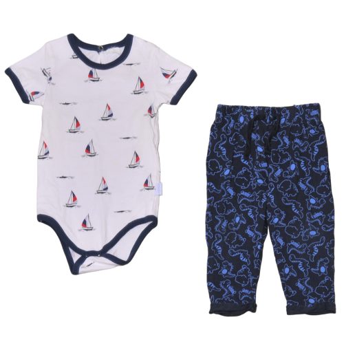 Brendon/In extenso - Fehér, kék, dínós ruha szett (80)