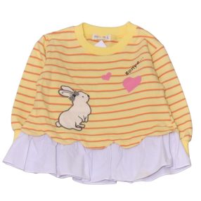 Sárga-narancs csíkos pulóver (L)