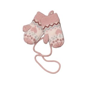 Fehér, rózsaszín egyujjas kesztyű (68-80*)