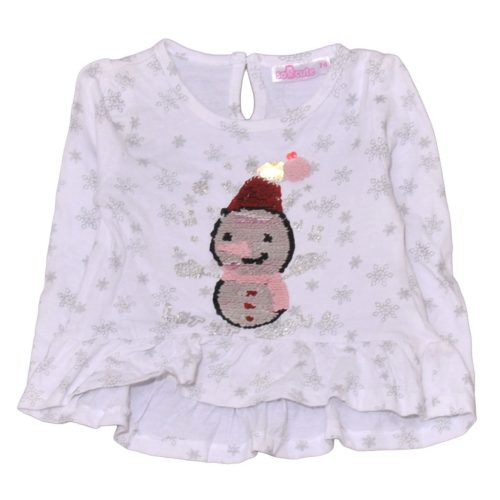 Fehér, hóemberes hosszú ujjú póló (74)