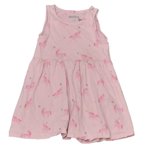 Rózsaszín, unikornisos ruha (98-104)