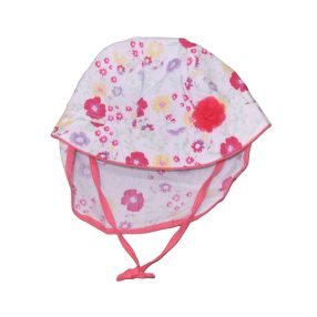 Fehér, virágmintás nyári kalap (68-74)