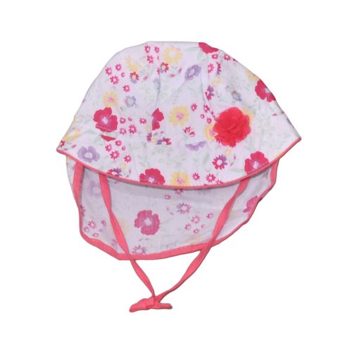 Fehér, virágmintás nyári kalap (68-74)