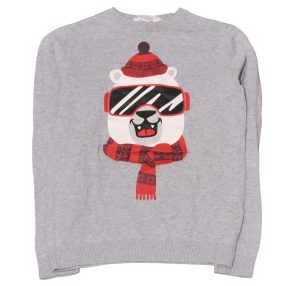  H&M - Szürke, jegesmaci mintás pulóver ( 134-140)