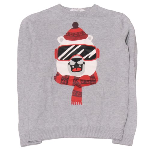  H&M - Szürke, jegesmaci mintás pulóver ( 134-140)