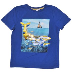  H&M - Kék, flitteres póló ( 134-140)