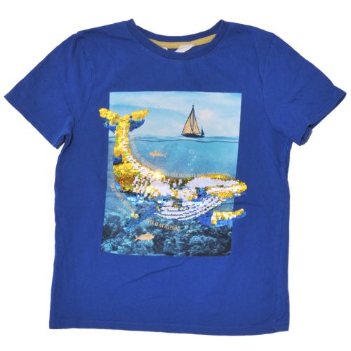  H&M - Kék, flitteres póló ( 134-140)