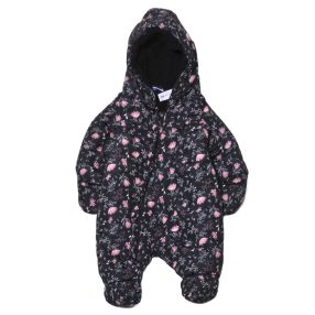  Fekete, virág mintás baba overál (68)