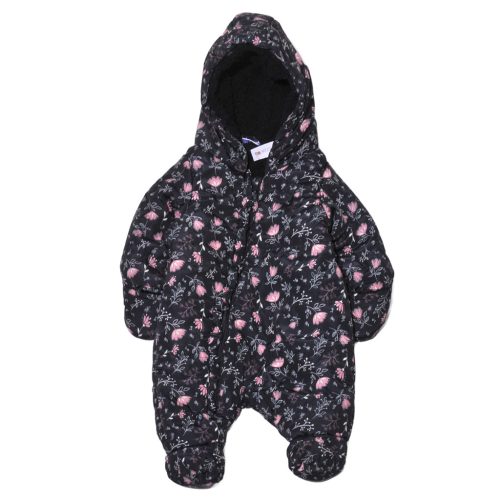  Fekete, virág mintás baba overál (68)