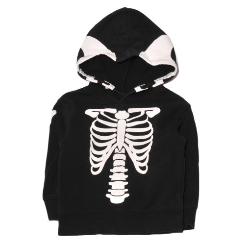  H&M - Fekete, csontváz mintás pulóver ( 110-116)