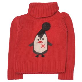  Okaidi -  Piros, pingvines  kötött pulóver (128)