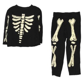  Fekete, csontváz mintás  pizsama szett (116)