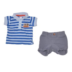  csíkos, kék ruha szett (74)