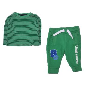  Zöld, csíkos ruha szett ( 62-68)